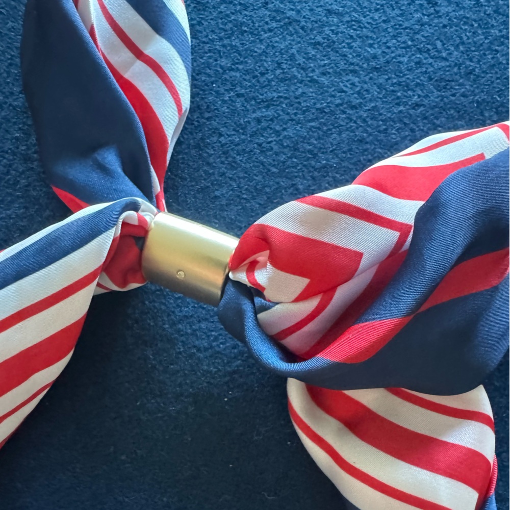 Piper adjustable Scarf Necklace ❤️🤍💙Red white & Blue Stripes with metal accents - Picture 8 of 11